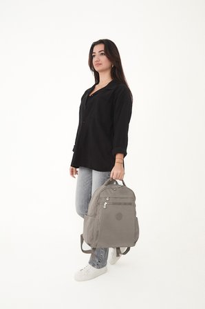 Sanmorris Unisex Suya Dayanıklı Krinkıl Kumaş Çok Gözlü Laptop Okul ve Sırt Çantası 3059