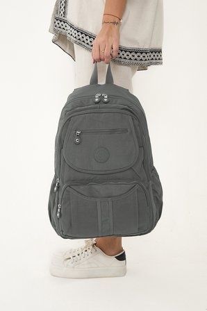 Sanmorris Unisex Suya Dayanıklı Krinkıl Kumaş Çok Gözlü Laptop Okul ve Sırt Çantası
