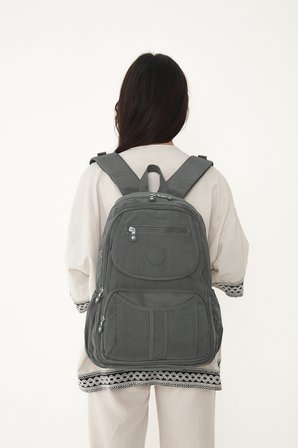 Sanmorris Unisex Suya Dayanıklı Krinkıl Kumaş Çok Gözlü Laptop Okul ve Sırt Çantası