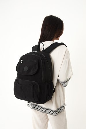 Sanmorris Unisex Suya Dayanıklı Krinkıl Kumaş Çok Gözlü Laptop Okul ve Sırt Çantası