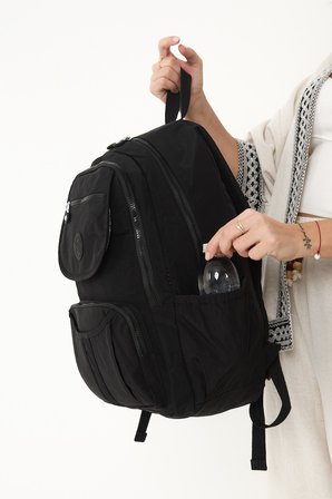 Sanmorris Unisex Suya Dayanıklı Krinkıl Kumaş Çok Gözlü Laptop Okul ve Sırt Çantası
