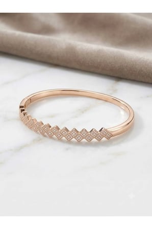 MNŞ Güzel Ticaret Rose Gold Paslanmaz Çelik Zirkon Taşlı Bileklik