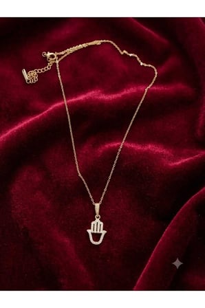 MNŞ Güzel Ticaret Kolye Fatma Ana Eli Paslanmaz Çelik Rose Gold Taşlı