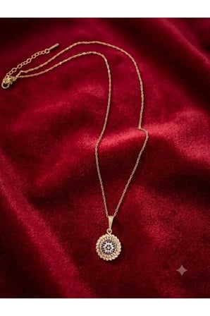 MNŞ Güzel Ticaret Paslanmaz Çelik Rose Gold Taşlı Nazar Boncuğu Kolye