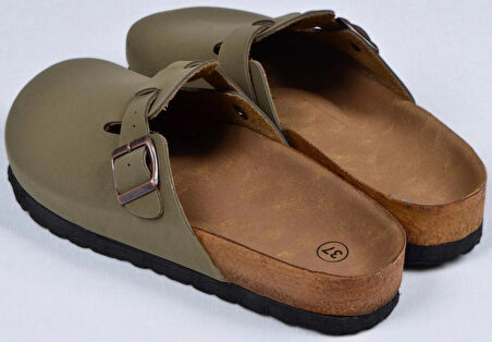 Mantar Tabanlı Haki Çocuk Unisex Boston Birkens Günlük Sabo 59463 Günlük Terlik