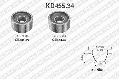 SNR KD45534 Eksantrik Rulman Kiti Triger Seti Ducato Boxer Jumper Movano Master 2.8 Düz 00-03 153 Diş Kayışı 4740846