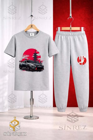 Unısex Çocuk ARABA SYH TOKYA DAIRE ONUNDE Baskılı Tişort Eşofman Takımı
