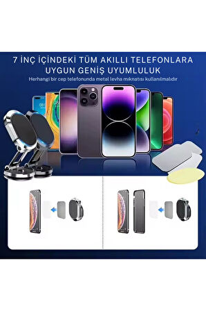 Katlanabilir Mınatıslı Manyetik Mini Araç Içi Ve Masaüstü  Premium Telefon Tutucu 360 Derece Dönen Y