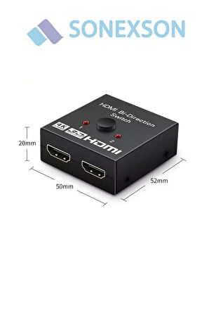 2 Port Çift Yönlü HDMI Switch Splitter Ekran Monitör Çoklayıcı Çoğaltıcı