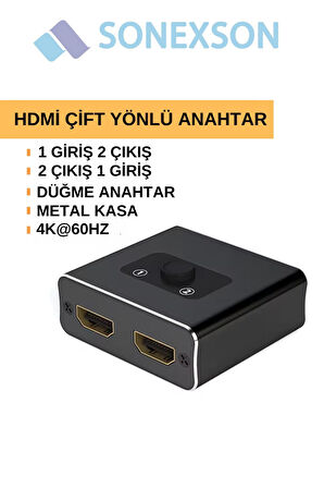 2 Port Çift Yönlü HDMI Switch Splitter Ekran Monitör Çoklayıcı Çoğaltıcı