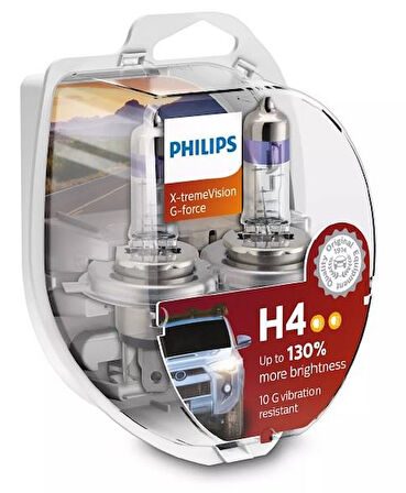 Ampul H4 12V 60/55W + %130 Fazla Işık  (Sarsıntıya Dayanıklı)X-Treme Vision G-Force (1 Ad )