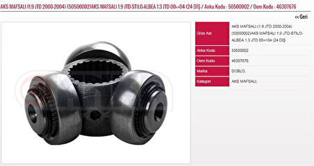 Aks Mafsalı 1.9 Jtd  Fıat Doblo 00-10 Albea Stılo 1.3 Jtd 00=>04 (24 Diş )(30314) (1 Ad )