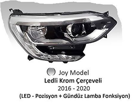 Far Motorlu Sol Renault Megane Iv 2017- Joy Model Ledli Krom Çerçeveli