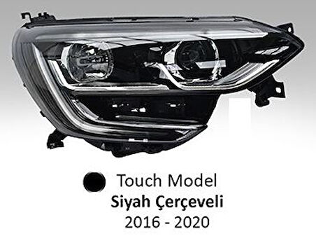 Far Motorlu Sağ Renault Megane Iv 2017- Touch Model Siyah Çerçeveli