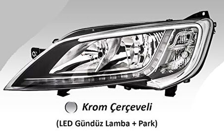 Far Motorlu Sağ Fıat Ducato Maxı /Peugeot Boxer / Cıtroen Jumper ( 2014› ) Led (Ballast Hariç)  Krom Çerçeveli