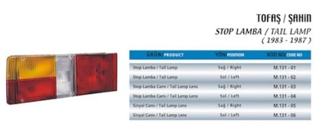 STOP LAMBA 85M.FIAT DKŞ DOĞAN-ŞAHİN SOL (1 AD )
