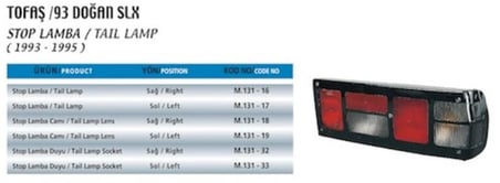 STOP LAMBA 93 FIAT DOĞAN SLX SOL (1 AD )