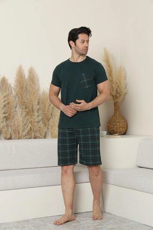 SUNZER HOMEWEAR ERKEK YEŞİL KAPRİ PİJAMA TAKIMI