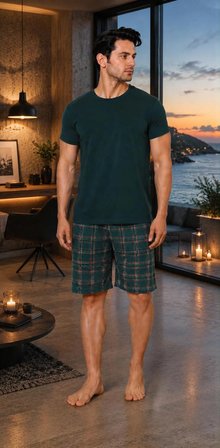 SUNZER HOMEWEAR ERKEK YEŞİL KAPRİ PİJAMA TAKIMI
