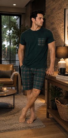 SUNZER HOMEWEAR ERKEK YEŞİL KAPRİ PİJAMA TAKIMI