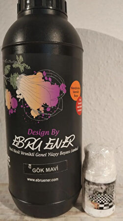 Ebru Ener Anka Vernikli Genel Yüzey Boyası Gök Mavi 1000 gr. ve Katkı Maddesi 30 gr.