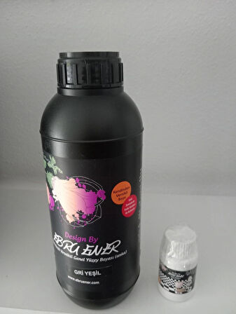 Ebru Ener Anka Vernikli Genel Yüzey Boyası Gri Yeşil 1 kg. ve Katkı Maddesi 30 gr.