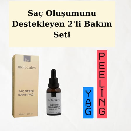 Saç Oluşumunu Destekleyen 2'li Saç Bakım Seti Peeling Serum Saç Bakım Yağı
