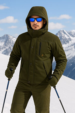  Su Ve Rüzgar Geçirmez Kürklü Softshell Erkek Mont 