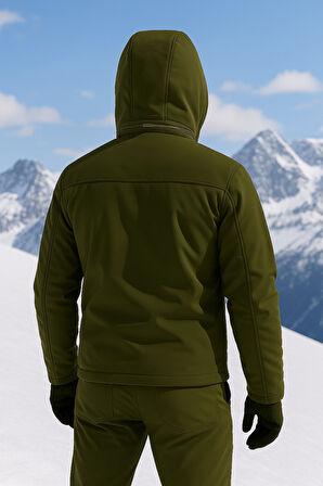  Su Ve Rüzgar Geçirmez Kürklü Softshell Erkek Mont 