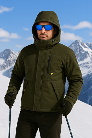 Su Ve Rüzgar Geçirmez Kürklü Softshell Erkek Mont 