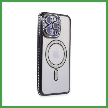 Soi Home iPhone 14 Pro Max Uyumlu Kılıf Joke Simli Magneticsafe Kılıf - Siyah SOI