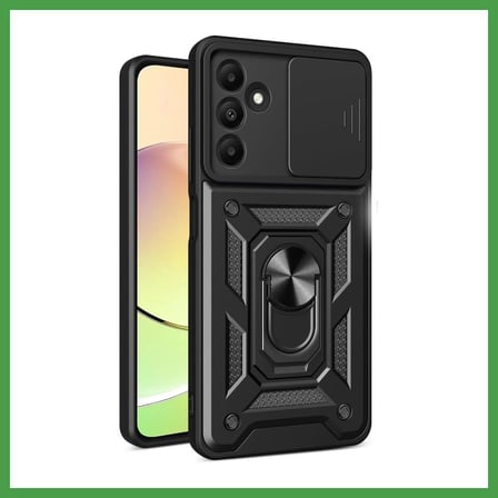 Soi Home Samsung Galaxy M15 Uyumlu Kılıf Pars Lens Yüzüklü Silikon - Siyah SOI