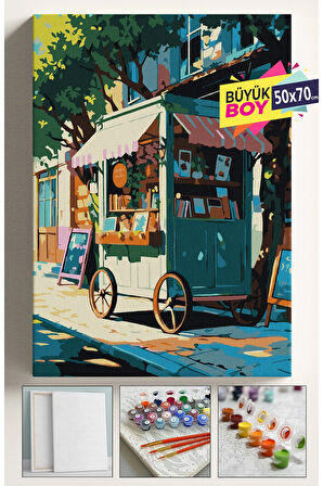 Sayılarla Boyama Seti Numaralı Tuval Fırça Boya Dahil Kasnaklı Set 50x70 Cm - SOKAK SATICISI