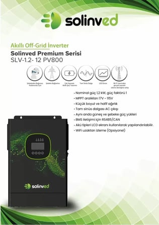 Solinved 1.2 kW 12V Gordion Serisi MPPT Off-Grid İnverter
