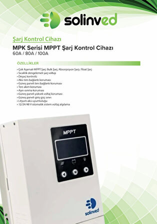 Solinved 80A Mppt Şarj Kontrol Cihazı 12V 24V 48V