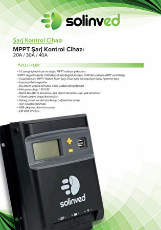 Solinved 40A Mppt Şarj Kontrol Cihazı