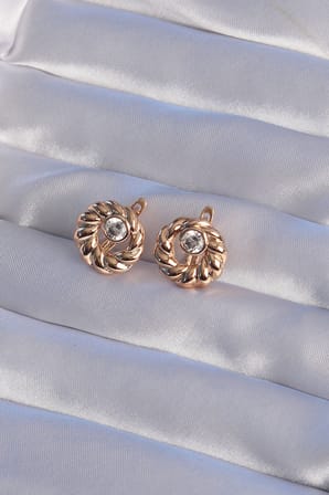 XUPİNG Rose Renk Oval Zirkon Taşlı Burgu Model Küpe 5886