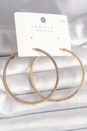 Pirinç Gold Renk Zirkon Taşlı Halka Model Kadın Küpe 5886