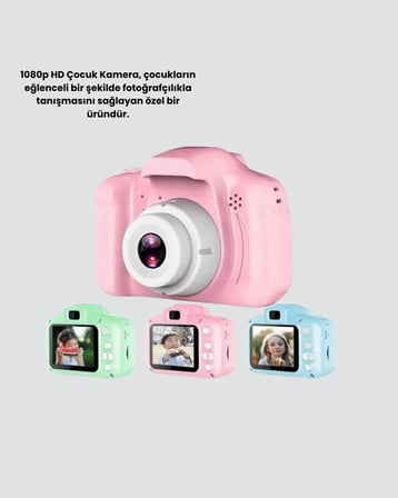 Çocuklar İçin Mini Dijital Kamera – 1080p HD 2.0 İnç Ekran Komik Filtreli ve 