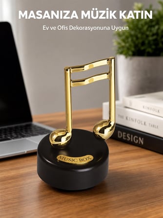 Altın Nota Temalı Müzik Kutusu Müzikli Hediyelik Yeni Nesil