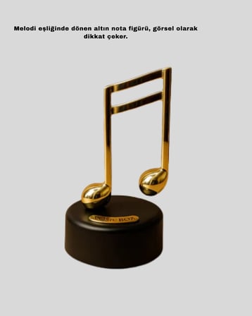 Altın Nota Temalı Müzik Kutusu Müzikli Hediyelik Yeni Nesil