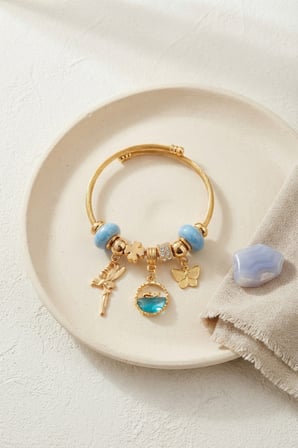 Balık ve Tinker Bell Model Mavi Charmlı Bileklik 5886