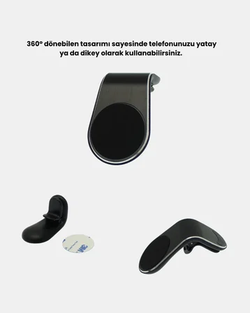 Araç İçi Manyetik Telefon Tutucu Güçlü Klipsli ve 360 Derece Ayarlanabilir