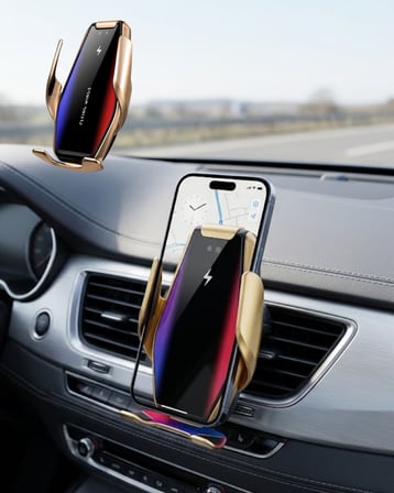 Akıllı Araç İçi Telefon Tutucu Kablosuz Şarj ve Otomatik Açılır Kapanır Si