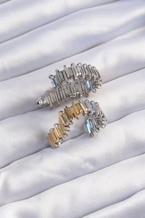 Pirinç Gold Gümüş Renkli Tırtıklı Kalp Küpe 5886