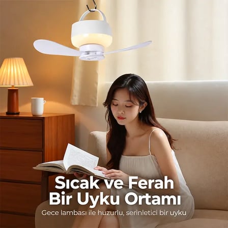 Ezere AeroSnap LED Kamp Tavan Fanı ve Taşınabilir Şarjlı Tavan Vantilatörü-(5