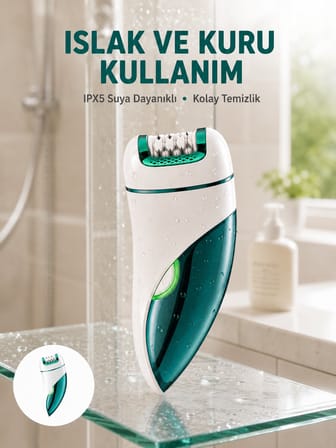 Profesyonel 3 in 1 Epilasyon Cihazı LED Aydınlatmalı Suya Dayanıklı Şarjlı VG