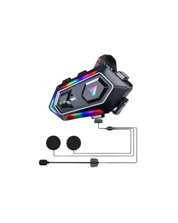 16 Mod RGB Işıklı Motosiklet Intercom Çift Telefon Destekli