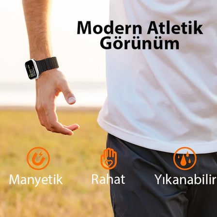 Dux Ducis Apple Watch 42/44/45MM için Manyetik Armor Silikon Kordon Kayış-(5775)