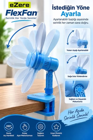 Ezere FlexFan Klipsli Elektirikli Vantilatör Ev Ofis Mini Fan-(5775)
